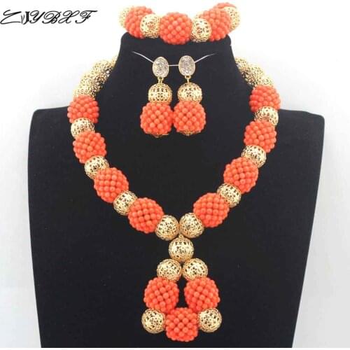 Real Coral Pendant Orange Necklace Earrings Set Elegant Women African Coral Beads Necklace Jewelry Set Beads for Wedding L00011