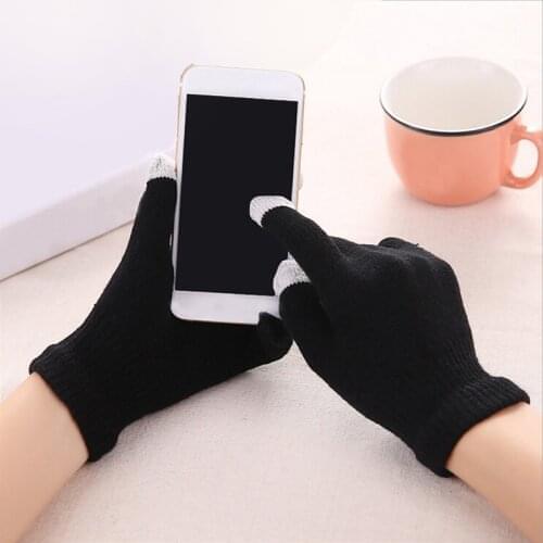 Creative Fashion Solid Color Gloves Mobile Phone Touch Screen Knitted Gloves Winter Thick & Warm Adult Gloves Men Women