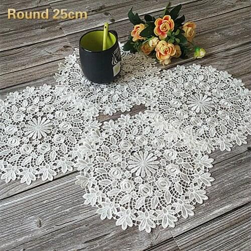 Round 25cm European Retro Hand Crochet Embroidery Placemat Coffee Cup Pad Tea Table Mat Kitchen Dish Bowl Decoration Coaster