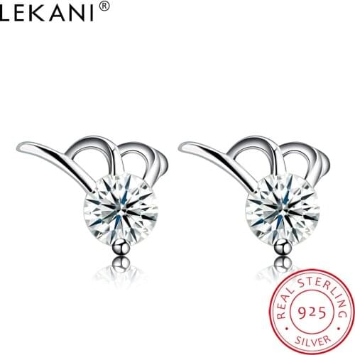 LEKANI Sterling Silver 925 Jewelry Exquisite Cubic Zirconia Stud Earring Paw Shape Cute Earrings For Women Trendy Party Gift