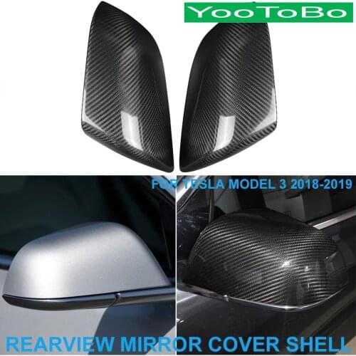 LHD RHD Car Styling Real Dry Carbon Fiber Rearview Rear Side Mirror Cover Cap Shell Trim For TESLA MODEL 3 MODEL-3 2018-2019