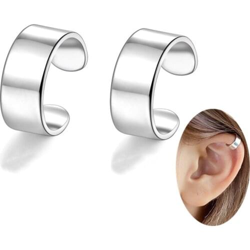 Fashion Clip on Earrings Sterling Silver 925 for Non Pierced Helix Cartilage Ear Cuffs for Men Women