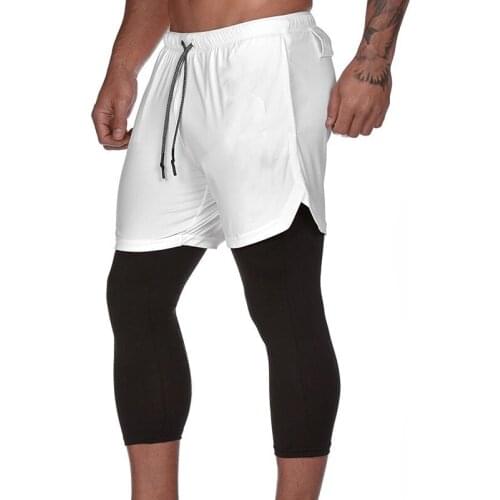 2021 New Sporting Pants Men Elastic Breathable Two Piece Running Training Gyms Ankle-Length Quick-Drying Pants
