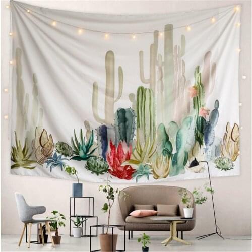 Drop Ship Watercolor Cactus Tapestry Wall Hanging Green Plants Bohemian Decor Wall Carpet Tapestries Hippie Dorm Blanket Rug Mat