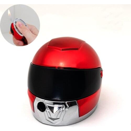 Strange New Helmet Shape Inflatable Lighter Butane Open Flame Metal Cigarette Lighters Accessories Interesting Gadgets Gift