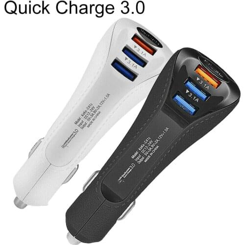 New 3 USB Ports QC3.0 Fast Charging Cigarettes Lighter Car Charger Power Adapter