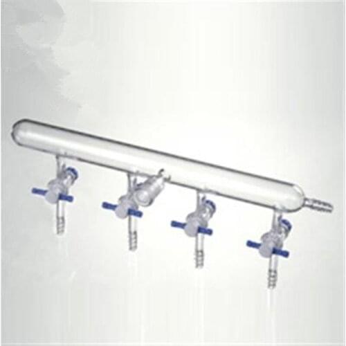 Single Bank 4-ports PTFE Valves vacuum gas distributor Glass Manifold 2mm tool parts