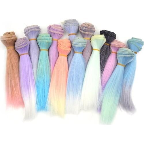 Straight Hair For BJD SD Blyth Dolls Chole High-temperature Doll Wigs Wire Doll Gradient Color Doll Hair Wigs 15cmAccessories