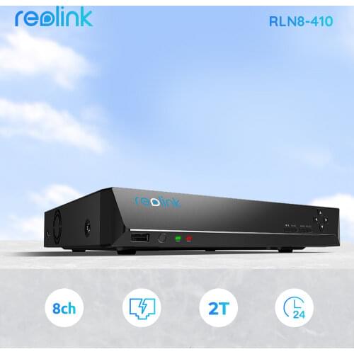 Reolink 8ch DVR for Reolink 4MP/5MP/4K ip camera P2P 24/7 H.264 Video Recorder 2TB HDD RLN8-410 NVR