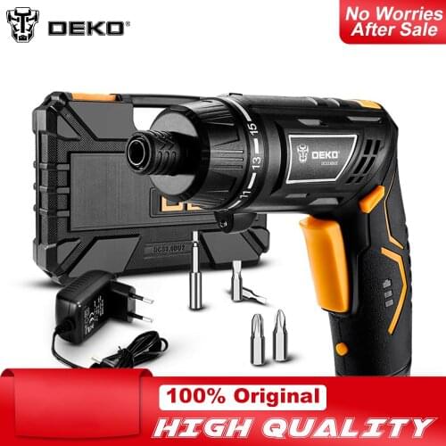 DEKO DCS3.6DU2 Cordless Electric Screwdriver with Twistable Handle and LED Torch