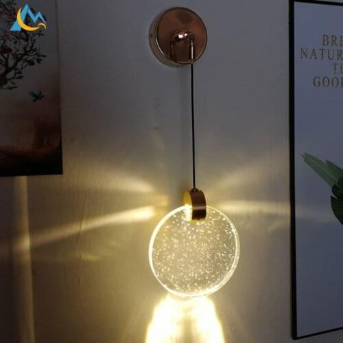 Modern Simple Crystal Ball LED Walllamp Living Room Bedroom Bedside Wall Lamp Room Decorat Background Mirror Front Wall Light