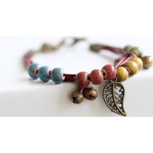 Traditional Boondoggle Hand Woven Ceramic Bracelets Beads Simple Folk Style Womens Jewelry Wholesale Free Shipping #1489