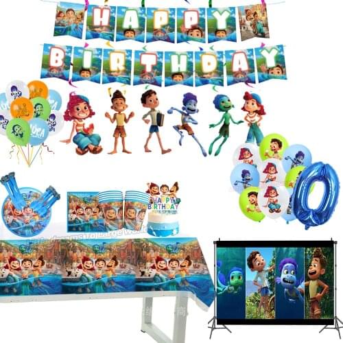 Disney Pixar Movie Luca Party Decoration Birthday Balloons Set Alberto Lucas Disposable Tableware Backdrop Cup Topper Supplie