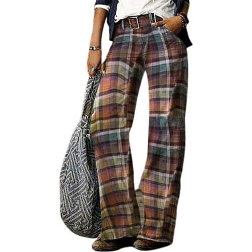 Women Denim Pants High Waist Floral Print Wide Leg Trousers Loose Jeans for Work Casual Loose Jeans Fashion Women Clothing 2021