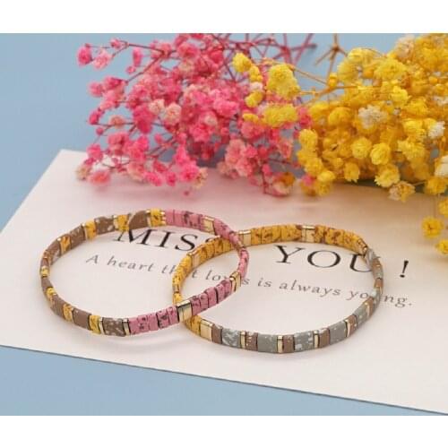 Go2boho Enamelled Tile Bracelet For Women Accessories Hematite Stone Beaded Bracelets Hawaiian Pulsera Femme Enamel Jewelry