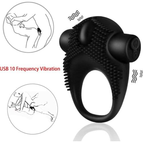 Cock Ring Vibrating For Men Delayed Ejaculation Penis Ring 10 Speeds Vibrator USB Charging Silicone G-spot Massager Sextoys Shop