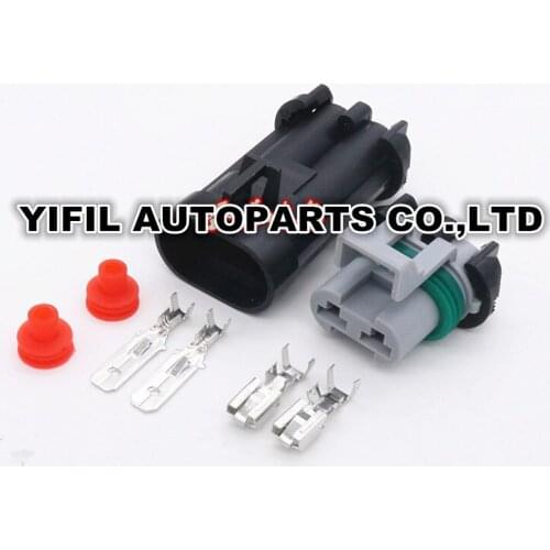 10sets/lot 2 Pin/Way Female Male Auto Water Tank Electronic Fan Plug Radiator Connector For Buick Chevrolet Sail Delphi Ducon