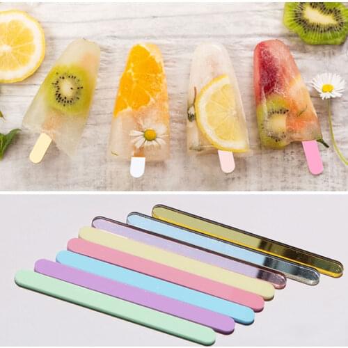 10pcs Cakesicle Stick Acrylic Cake Topper Gold Mirror Ice Cream Stick Wedding Cupcake Topper For Birthday Party Cake Decorations