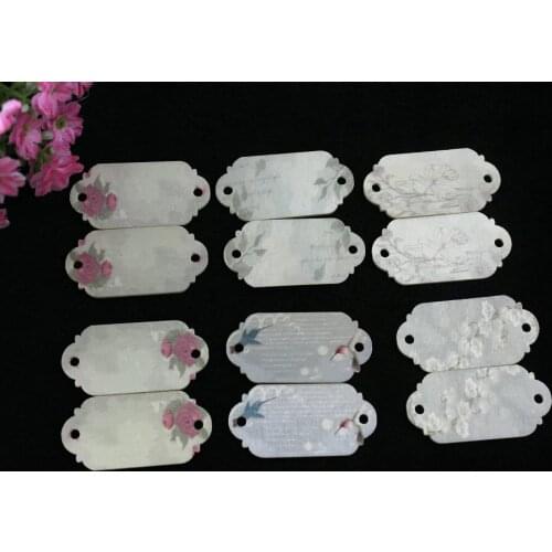 100pcs Gift Tags CARVED WOOD Blank Woodland Rustic w/ ancient china painting for diy jewelry size 49x24x1.5mm