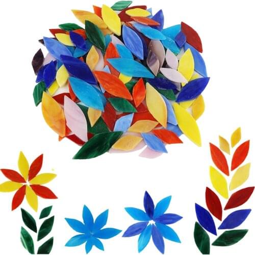 100 Pcs Assorted Colors Mosaic Tiles Hand-Cut Stained Glass for Art Pots
