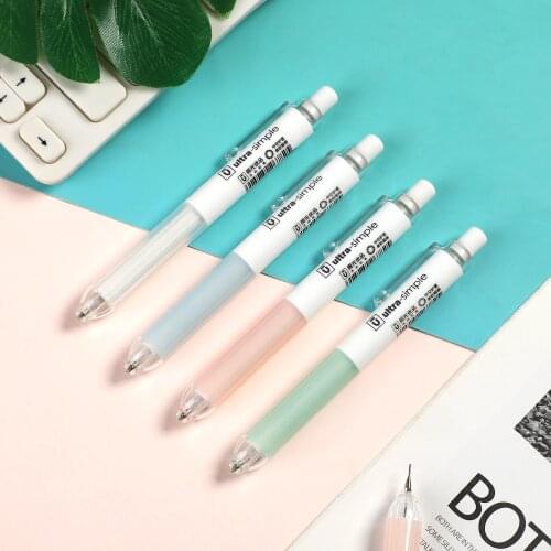 JIANWU 1pcs 0.7mm 0.5mm Simple student automatic pencil high quality Press type movable pencil belt protective sleeve cute