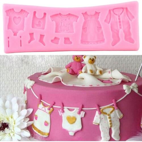 3D Baby Clothes Shower Silicone Mould DIY Fondant Cake Decorating Tools Cooking Baking Chocolate Mould Candy Polymer Clay Moulds