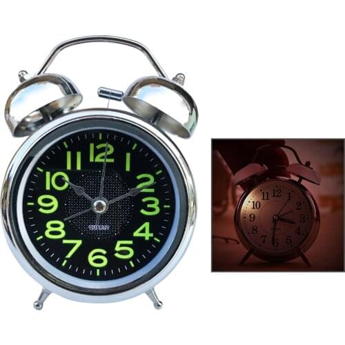 4inch Alarm Clock Electronic Round Double Bell Desk Table Digital Quartz Clock Home Decoration Retro Portable Cute Durable