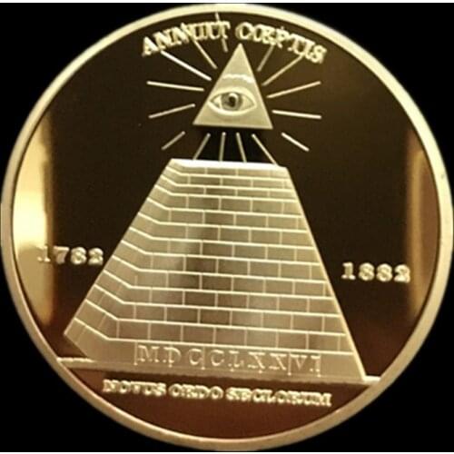 5 pcs The national emblem of the United states Ordo church badge,Annuit Cceptis gold plated 40 mm souvenir decoration coin