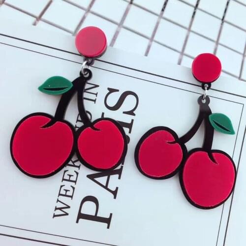 6 pairs/lot acrylic laser cut fruits watermelon cherry earrings for women