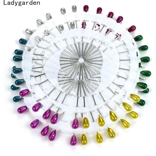60PCS Sewing Pins Straight Pins Head Pins Colorful Water Drop Round Pearl Head Dressmaking Quilting Pins for Crafts