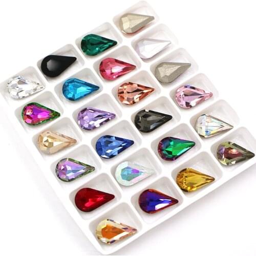 8x13mm K9 High Quality Crystal Glass Pear Shape Pointback Rhinestones DIY Nail Decoration/Handicrafts