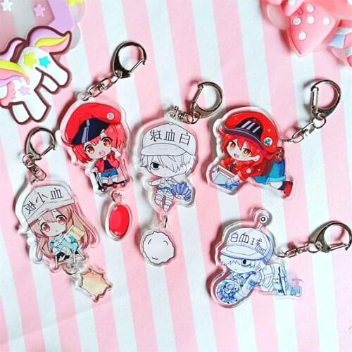 Anime Acrylic Keychain Working Cell Keychain Platelet White Blood Cell Red Cell Key Case Pendant