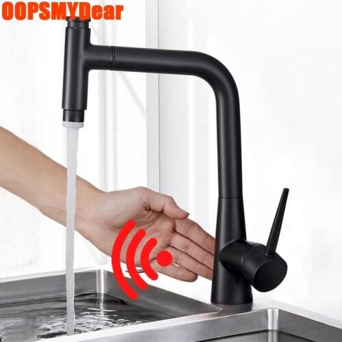 Touchless Faucet Kitchen Sink Infrared Motion Sensor Tap Flexible Pull Out Smart Kraan Hot Cold Mixer Black Shower Spray Grifo