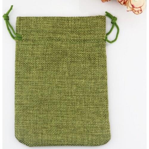 Free Shipping 50pcs/lot 10*14cm Olive Jute Bags Small Jewelry Bag Incense Storage Linen Gift Bag Bracelet Jewelry Packaging Bags