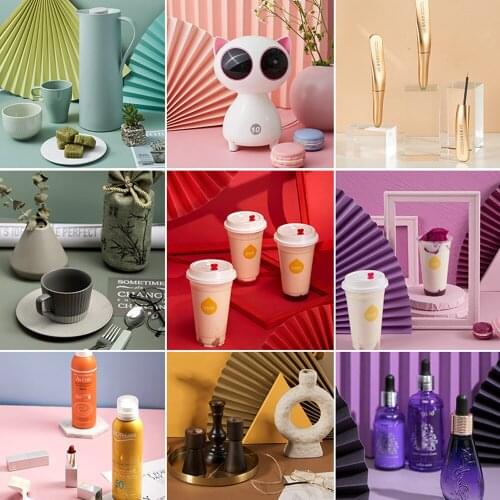 Paper Folding Fan 69X39cm Background Paper Photography Prop Gourmet Cosmetics Shooting Decoration Colorful for Juice Jewelry Toy