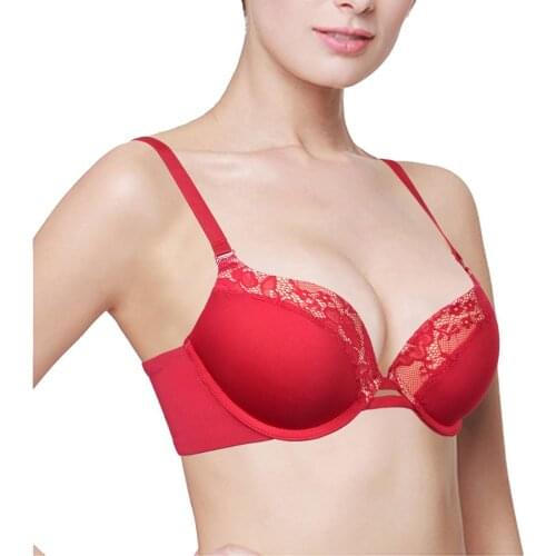 YBCG Lace Lingerie Padded Push Up Red Bra Patchwork Floral Sexy Solid Underwear Big Cup Adjusted Bras for Women A B C D DD E Cup