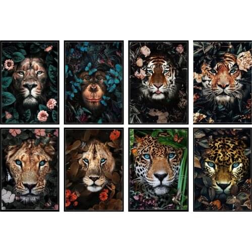 Wild Jungle Animal - Counted Cross Stitch Kits - DIY Handmade Needlework for Embroidery 14 ct Cross Stitch Sets Color