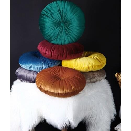 European Solid Color Pumpkin Plush Floor Pillow for Sofa Bed Living Room Office Chair Couch Home Decorative Velvet Pillow