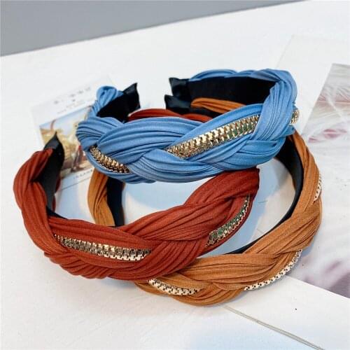 European and American wind is individual character hair hoop satin surface twist braid hair tide head band width side