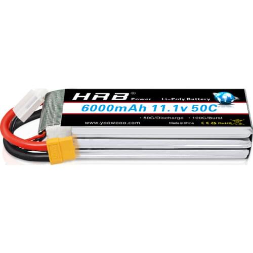 HRB 3S Lipo Battery 11.1V 6000mah 50C with XT60 plug For Traxxass Car axial scx-10 Xmaxx HPI E-REVO Quadcopter Helicopter Boat