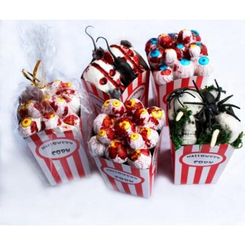 Halloween simulation popcorn bar party company family venue layout props tricky foam eyeball spider mouse popcorn decor supplies