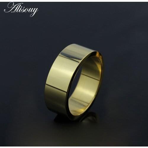 6mm 8mm width Simple design Gold 316L stainless steel lovers ring fashion color promise rings for couple wedding ring forever
