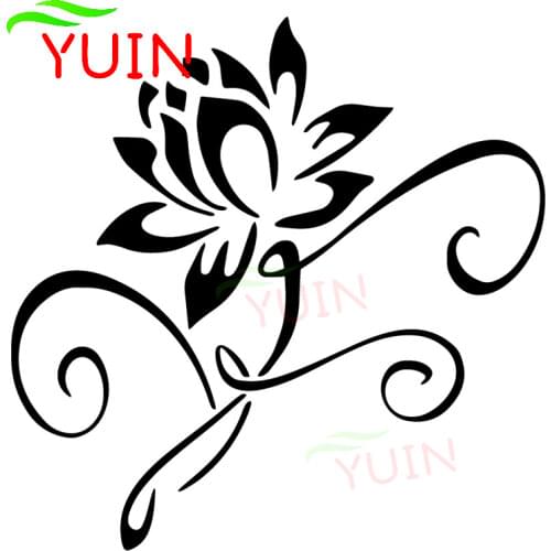 Lotus Art Cartoon Plant Flower Car Sticker Fashion Body Decoration PVC Waterproof Sunscreen Decal Color/White/Red/Laser/Silver