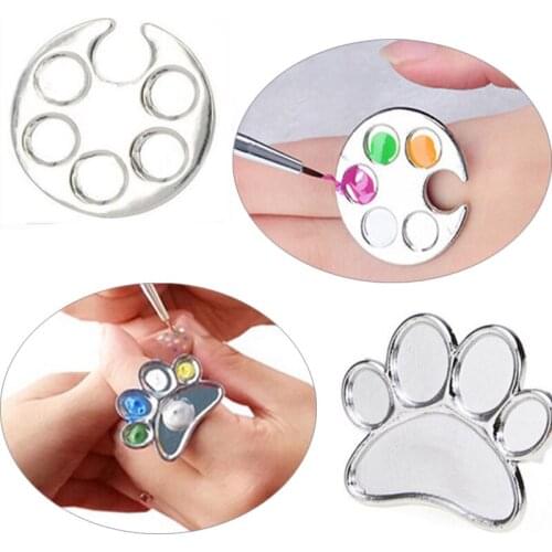 Mini Cute Nail Art Polish Palette Metal Finger Ring Palette Stainless Steel Ring Palettes Nail Tools Set For Nail Art Equipment