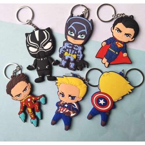 Hasbro Avengers Super Hero Captain America Iron Man Black Panther Dolls Keychain PVC Children Decoration Model Toys Gift