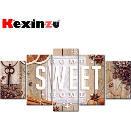5pcs Full Square/Round Drill 5D DIY Diamond Painting Cross Stitch"Sweet" Multi-picture Combination Embroidery Decor Home 1