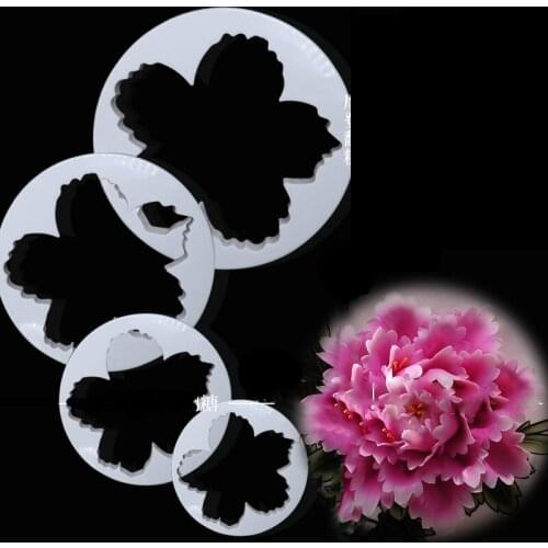 New Arrival Sugarcraft 4Pcs Peony Flower Petal Cake Cutters Sets Peony Fondant Cutter Mould Large Peony Cutter Set Mold