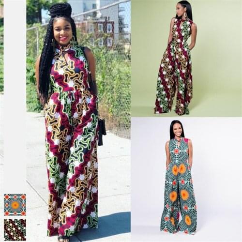 African Clothes for Women Digital Print Womens Casual Sleeveless Jumpsuit Fashion New Summer Plus Size Wide Leg Pants Drsee