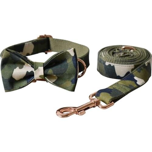 Dog Camouflage Bow Collar Colorful Gorgeous Pet Breathable Polyester Name Necklace Collar Traction Rope