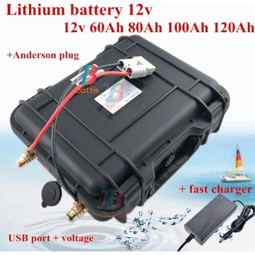 12V 100AH 80ah 120ah Solar Lithium ion Battery 12V Rechargeable Lipo with 5v USB 12.6v charger voltage display